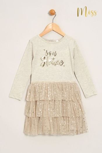 Miss Natural Long Sleeve 2-in-1 Style Sequin Detail Dress with Tutu Skirt (K82843) | £30