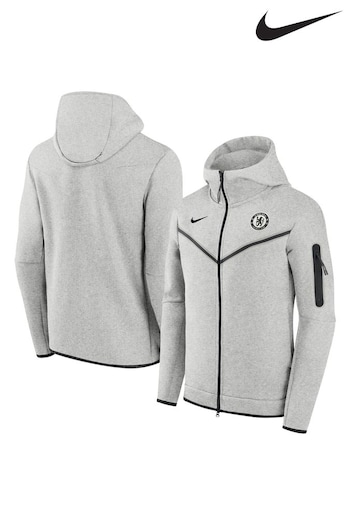 Nike Grey Chelsea Tech Fleece Full Zip Hoodie (K82863) | £120