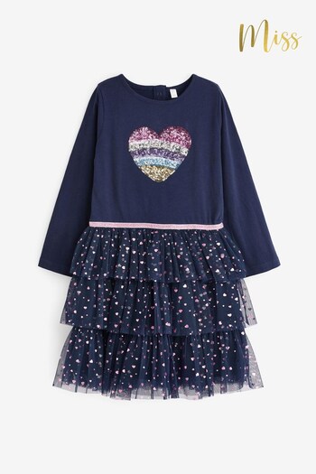 Miss Blue Long Sleeve 2-in-1 Style Sequin Detail Dress with Tutu Skirt (K82892) | £30
