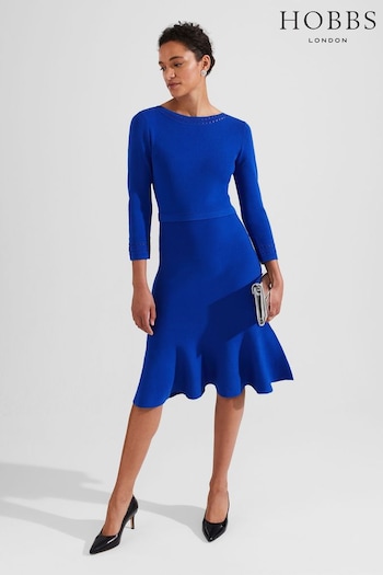 Hobbs Blue Quinn Knitted Dress (K82900) | £159