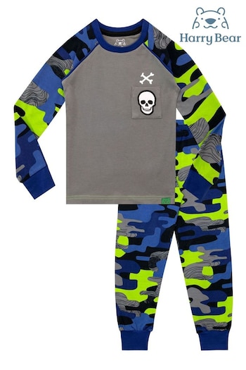 Harry Bear Grey Camouflage Skull Snuggle Fit Pyjamas (K83008) | £19