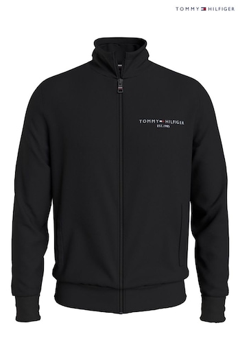 Tommy detail Hilfiger Logo Zip Thru Black Sweatshirt (K83009) | £120