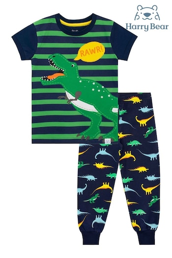 Harry Bear Blue Dinosaur Pyjama Set - Snuggle Fit (K83012) | £17