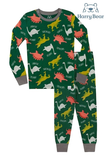 Harry Bear Green Jurassic Dinosaur Pyjamas - Snuggle Fit (K83024) | £16