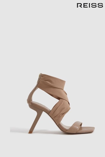 Reiss Nude Remi Wrap Front Angled Heels (K83118) | £188