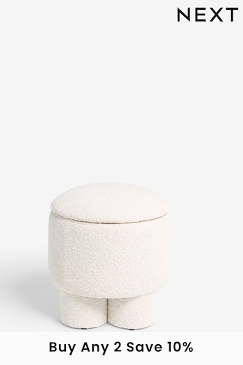 Casual Boucle Oyster Natural Bloor Storage Stool (K83181) | £80