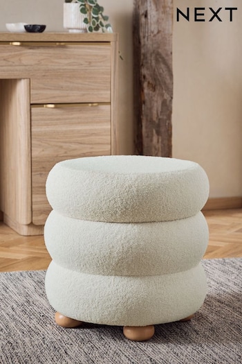 Soft Cosy Boucle Ivory Natural Lottie Storage Stool (K83202) | £120