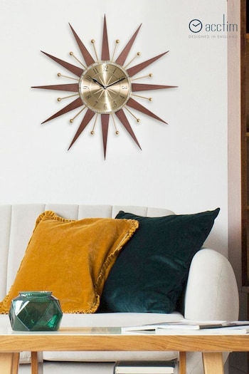 Acctim Clocks Brown Wolcott 49cm Wood and Metal Spoke Wall Clock (K83210) | £115