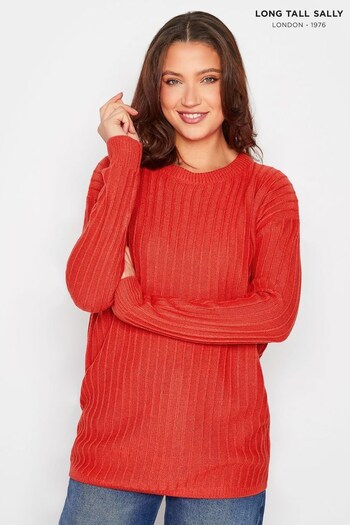 Long Tall Sally Red Funnel Neck Ribbed Jumper (K83348) | £29