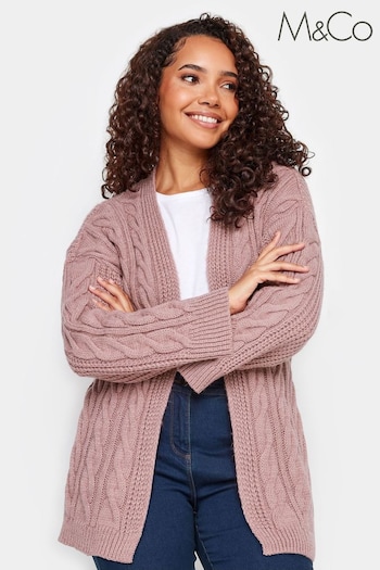 M&Co Pink Petite Chunky Cable Cardigan (K83355) | £39