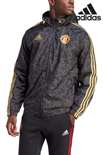 adidas Black Manchester United DNA Windbreaker Jacket (K83392) | £70