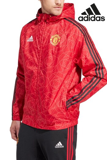 adidas Red Manchester United DNA Windbreaker Jacket (K83404) | £70