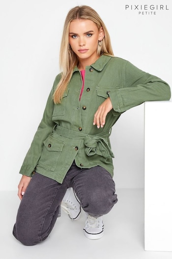 PixieGirl Petite Green Utility Belted Jacket (K83445) | £42