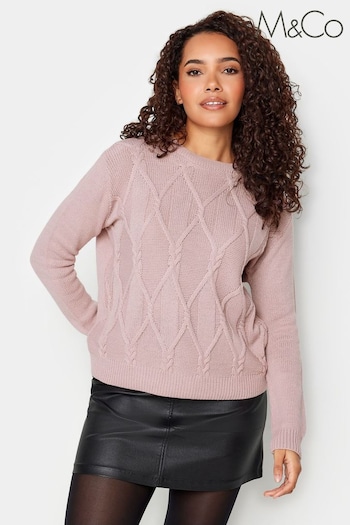 M&Co Pink Cashmere Cable Jumper (K83470) | £31