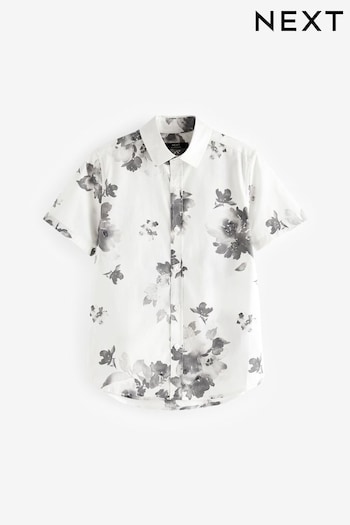 Black/White Short Sleeve Printed Shirt (3-16yrs) (K83503) | £12 - £17