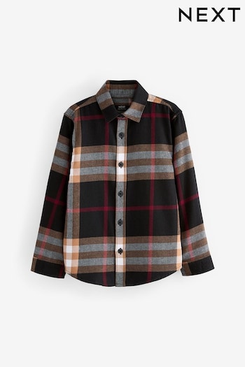 Brown/Cream Check 100% Cotton Long Sleeve Twill Shirt (3-16yrs) (K83509) | £14 - £19