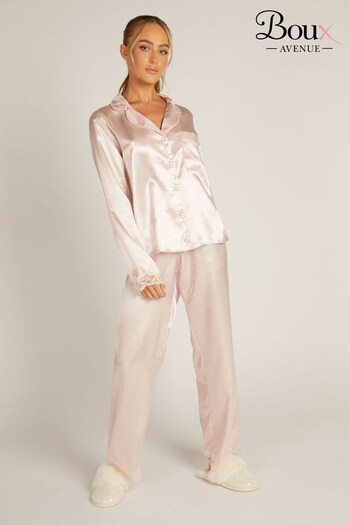 Boux Avenue Pink Amelia Long Sleeve Revere Top Pyjamas Set (K83584) | £45