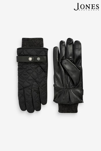 Jones Bootmaker Gents Quilted Waterproof Black Gloves (K83590) | £45