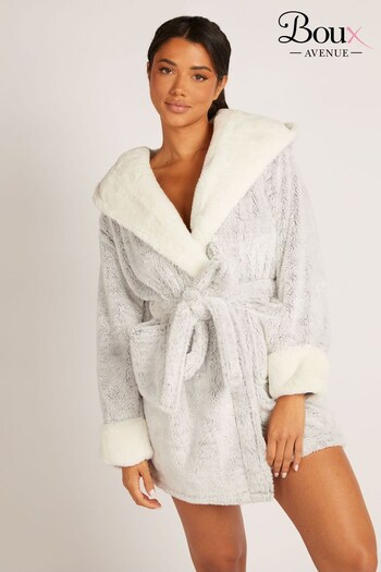 Boux Avenue Grey Koala Frosted Short Cosy Supersoft Robe Dressing Gown (K83624) | £48