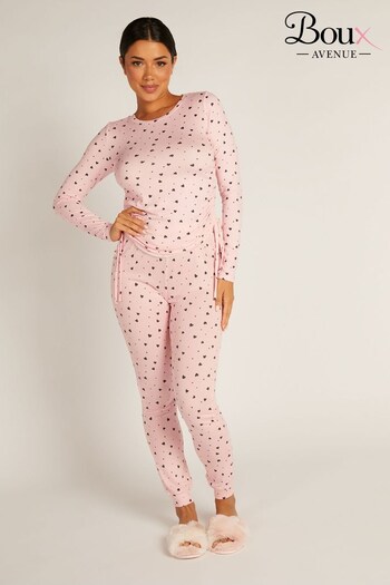 Boux Avenue Pink Ditsy Heart Ruched Twosie Pyjamas Set (K83653) | £35