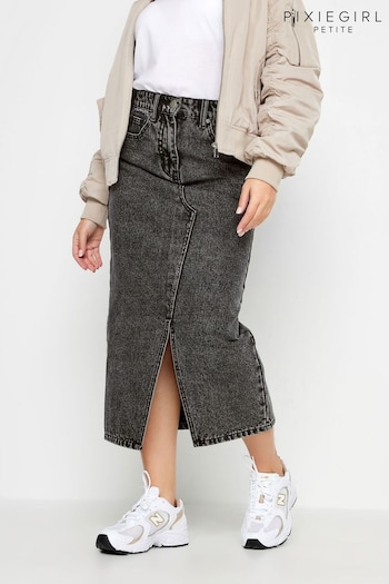 PixieGirl Petite Black Denim Midi Skirt (K83908) | £34