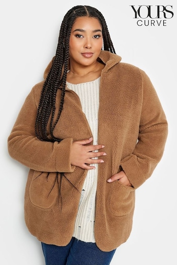 Yours Curve Cream Teddy Hooded Jacket (K83909) | £47