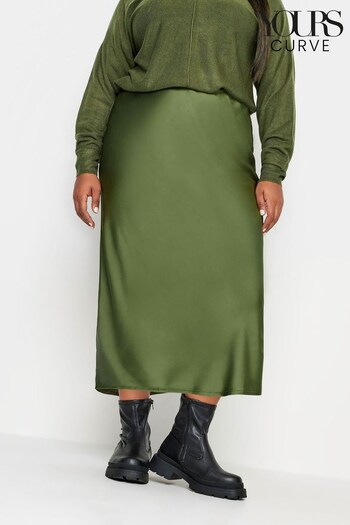 Yours Curve Green Bias Cut Skirt (K83911) | £26