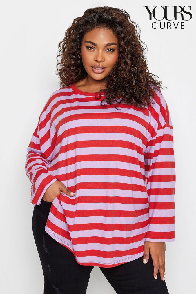 Red and white striped long sleeve sale shirt womens