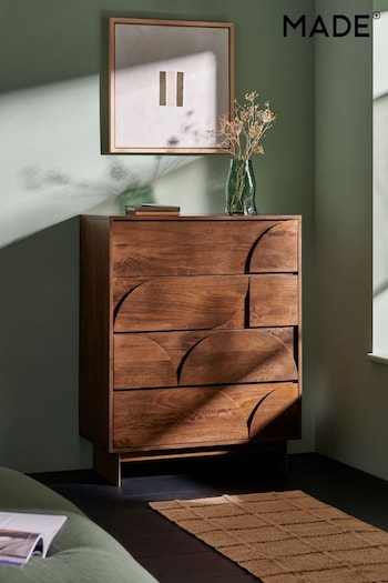 MADE.COM Brown Keala Mango Wood Tall Chest of Drawers (K83969) | £899