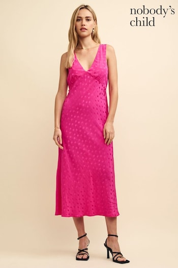 Nobodys Child Pink Helena Satin Midi Dress (K84050) | £65