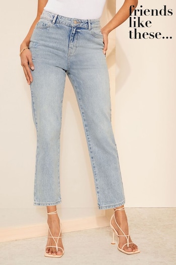 Friends Like These Bleach Blue Straight Leg cold-shoulder Jeans (K84070) | £29