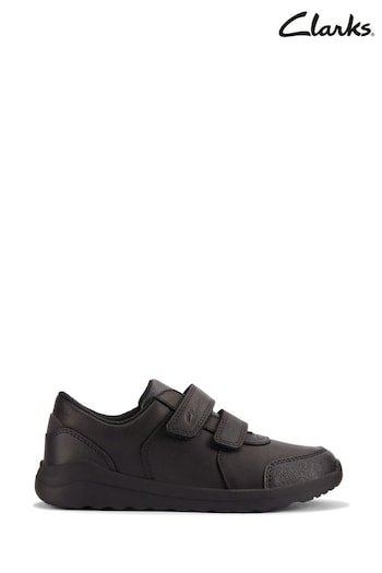 Clarks Black Leather Daze Step K Shoes (K84130) | £42 - £44