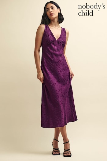 Nobodys Child Purple Helena Jacquard Midi Dress (K84141) | £65