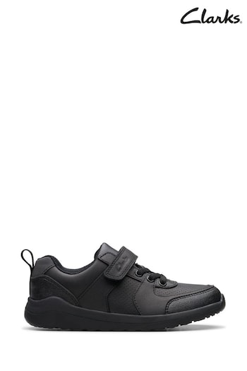 Clarks Black Leather Daze Bright K Shoes (K84149) | £42 - £44