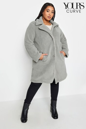Yours Curve Grey Faux Fur Coat (K84157) | £48