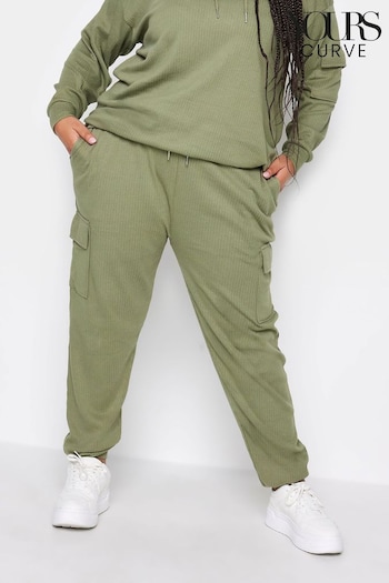 Yours Curve Green Ribbed Cargo Joggers (K84165) | £27