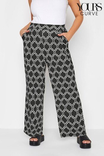 Yours Curve Black Wide Leg Stretch Trousers (K84167) | £24