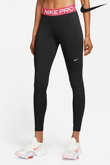 Nike Black/Pink Pro Mid Rise Mesh Paneled Leggings (K84169) | £40