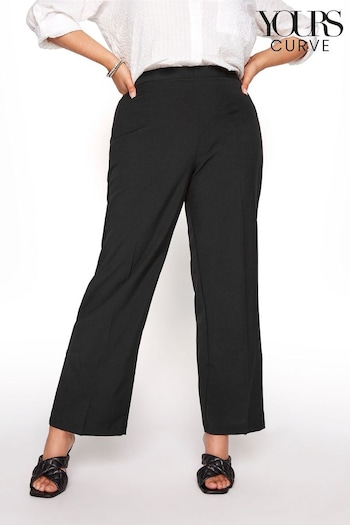 Yours Curve Black Elasticated Stretch Straight Leg Trousers Broadway (K84170) | £24