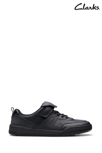 Clarks Black Leather Laser Track Y Shoes (K84192) | £52 - £54