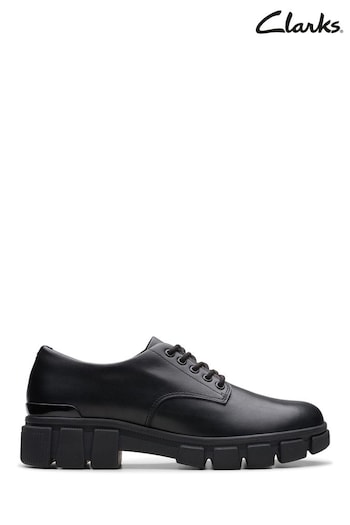 Clarks Black Leather Evyn Lace Y shoes platform (K84205) | £52 - £54