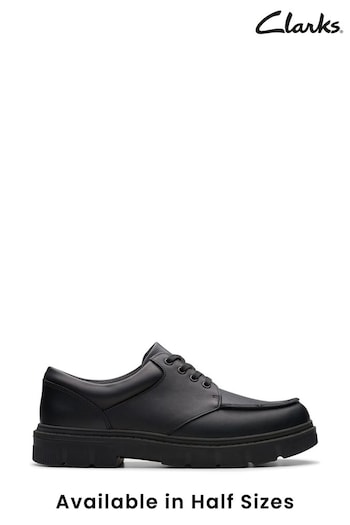 Clarks Black Leather Lorcam Edge Y running Shoes (K84228) | £54 - £56