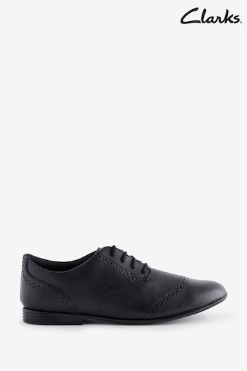 Clarks Black Leather FinjaBrogue O Shoes (K84231) | £50 - £52