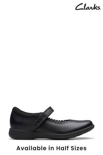 Clarks Black Leather Etch Pure K Shoes (K84248) | £40 - £42