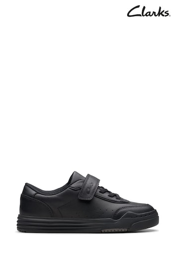 Clarks Black Leather Urban Bright K slip shoes (K84256) | £44 - £46