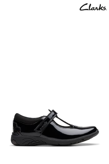 Clarks Black Pat Relda Gem K Shoes (K84263) | £46 - £50