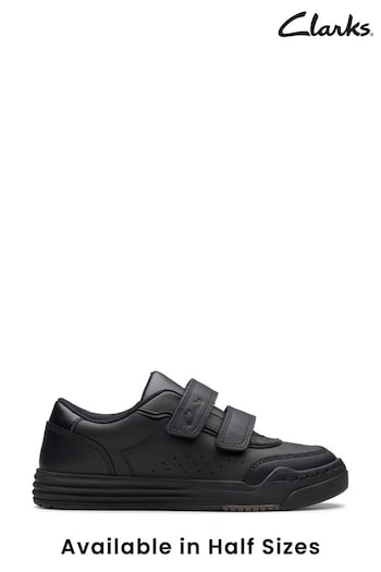 Clarks Black Leather Urban Solo K Shoes (K84300) | £46