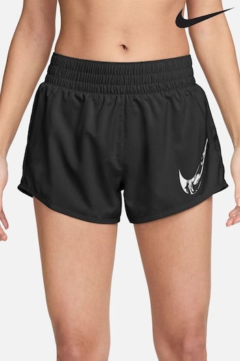 Nike Black One Dri-FIT Swoosh Mid-Rise Brief-Lined Graphic Shorts (K84451) | £38