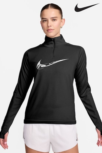 Nike Black Swoosh Half Zip Long Sleeve Running Top (K84464) | £40