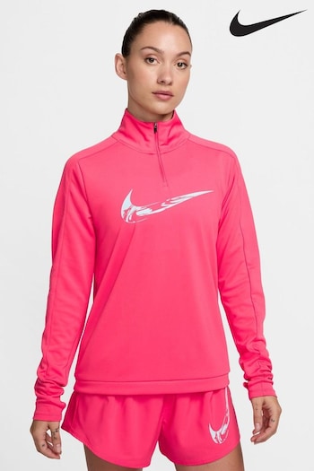 Nike Bright Pink Swoosh Half Zip Long Sleeve Running Top (K84473) | £40